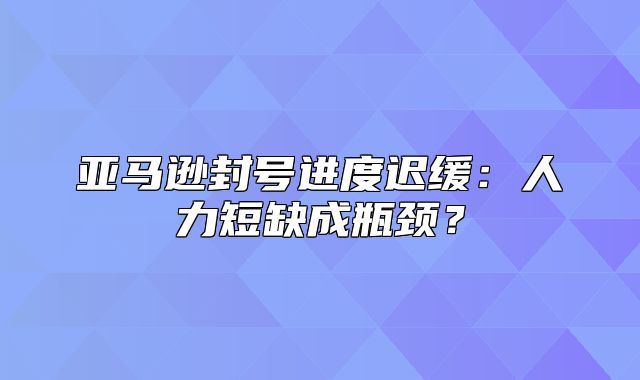 亚马逊封号进度迟缓：人力短缺成瓶颈？