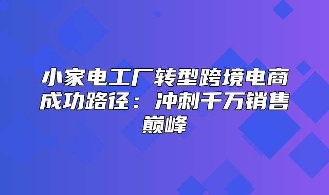 小家电工厂转型跨境电商成功路径：冲刺千万销售巅峰
