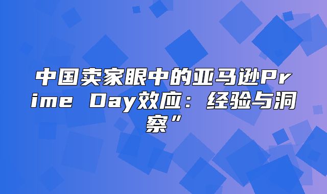 中国卖家眼中的亚马逊Prime Day效应：经验与洞察”
