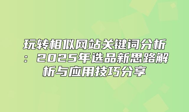 玩转相似网站关键词分析：2025年选品新思路解析与应用技巧分享