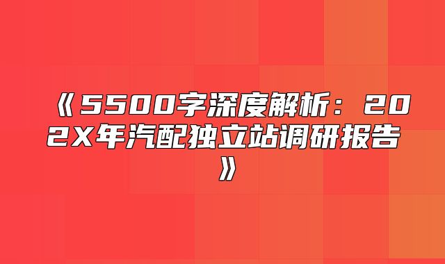 5500字深度解析：202X年汽配独立站调研报告