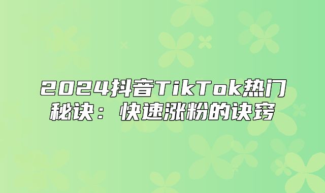 2025抖音TikTok热门秘诀：快速涨粉的诀窍
