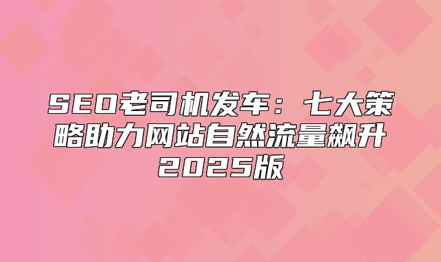 SEO老司机发车：七大策略助力网站自然流量飙升2025版