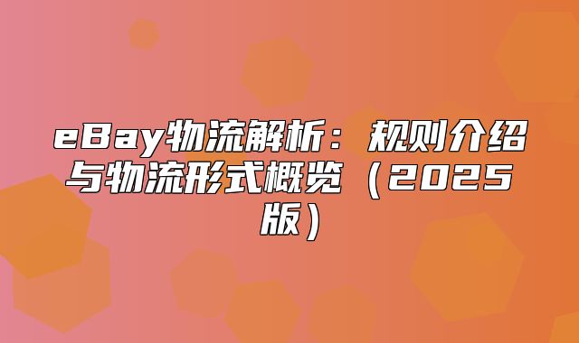 eBay物流解析：规则介绍与物流形式概览2025版