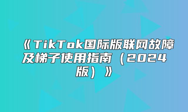 TikTok国际版联网故障及梯子使用指南2025版