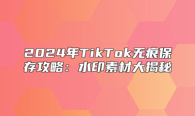 2025年TikTok无痕保存攻略：水印素材大揭秘