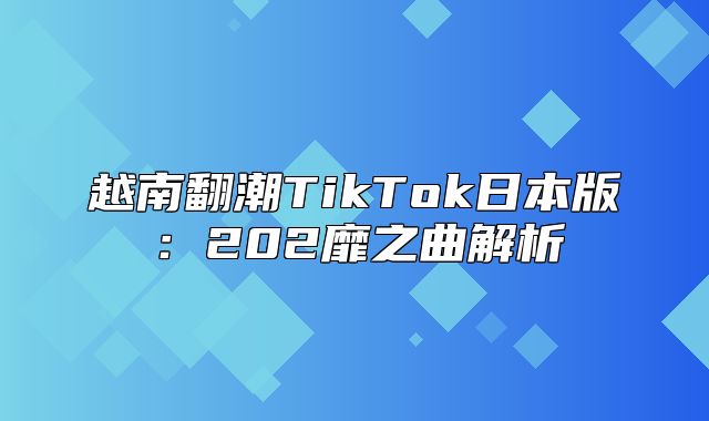 越南翻潮TikTok日本版：202靡之曲解析