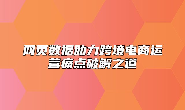 网页数据助力跨境电商运营痛点破解之道