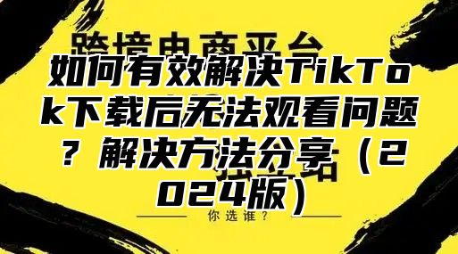 如何有效解决TikTok下载后无法观看问题？解决方法分享2025版