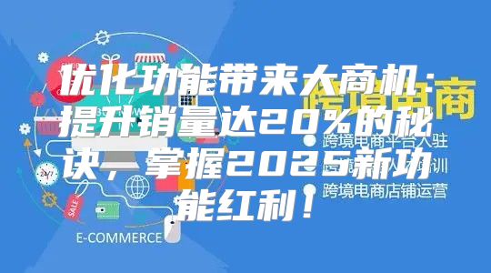 优化功能带来大商机：提升销量达20%的秘诀，掌握2025新功能红利！