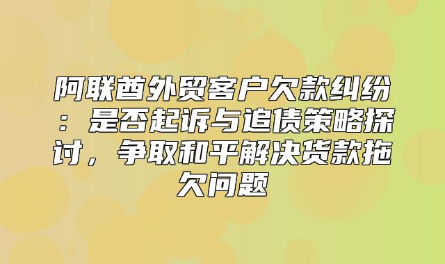 阿联酋外贸客户欠款纠纷：是否起诉与追债策略探讨，争取和平解决货款拖欠问题