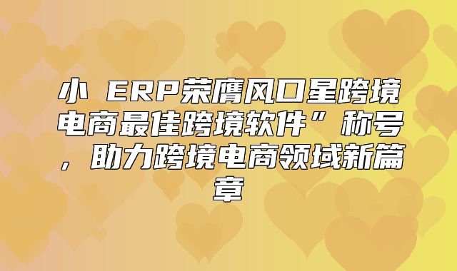 小佈ERP荣膺风口星跨境电商最佳跨境软件”称号，助力跨境电商领域新篇章
