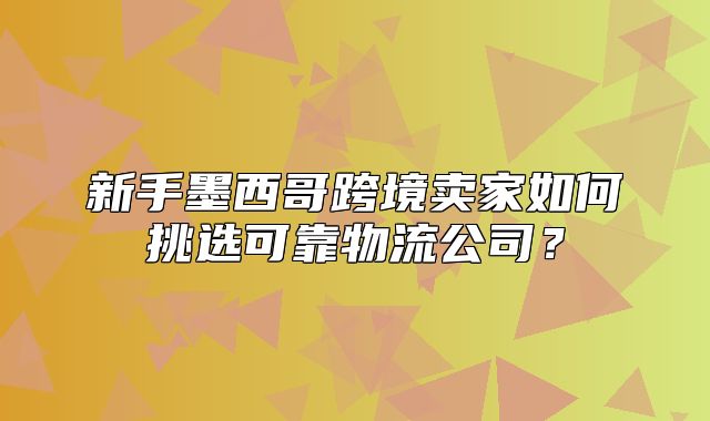 新手墨西哥跨境卖家如何挑选可靠物流公司？