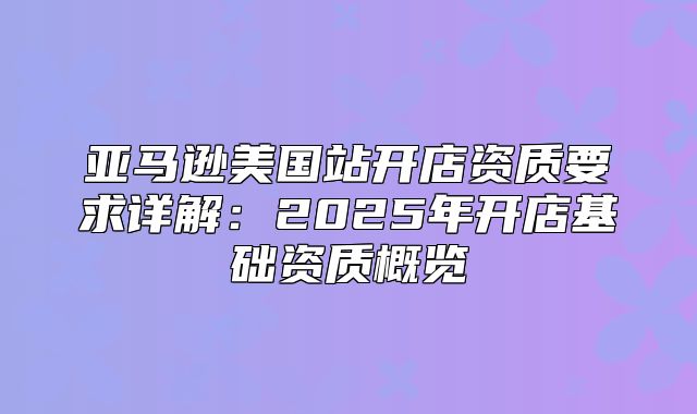亚马逊美国站开店资质要求详解：2025年开店基础资质概览