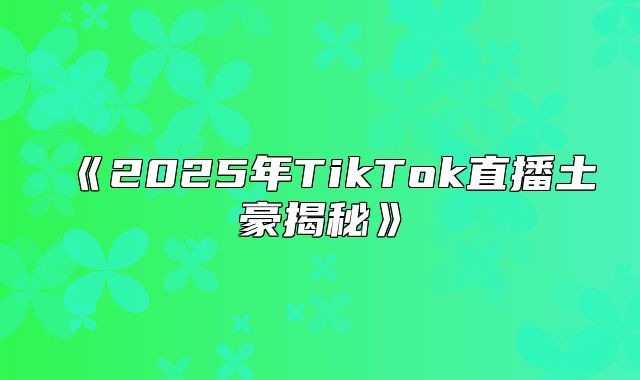 2025年TikTok直播土豪揭秘