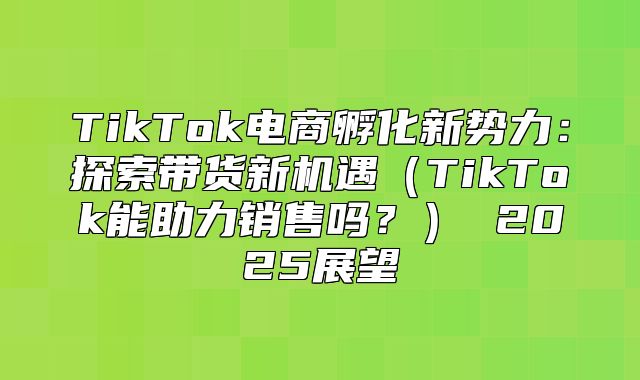 TikTok电商孵化新势力：探索带货新机遇TikTok能助力销售吗？ 2025展望