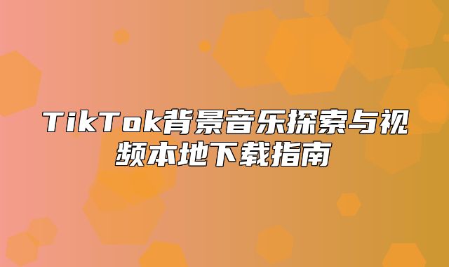 TikTok背景音乐探索与视频本地下载指南