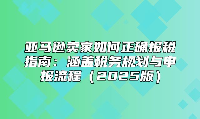 亚马逊卖家如何正确报税指南：涵盖税务规划与申报流程2025版