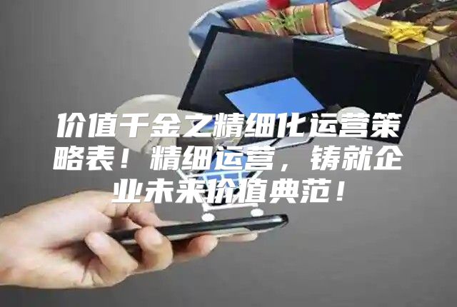 价值千金之精细化运营策略表！精细运营，铸就企业未来价值典范！