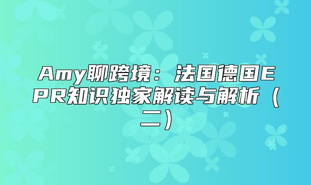 Amy聊跨境：法国德国EPR知识独家解读与解析二