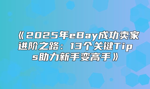 2025年eBay成功卖家进阶之路：13个关键Tips助力新手变高手