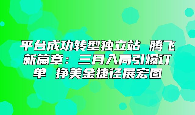 平台成功转型独立站 腾飞新篇章：三月入局引爆订单 挣美金捷径展宏图