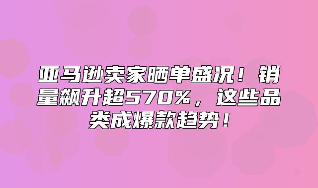 亚马逊卖家晒单盛况！销量飙升超570%，这些品类成爆款趋势！