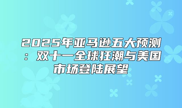 2025年亚马逊五大预测：双十一全球狂潮与美国市场登陆展望