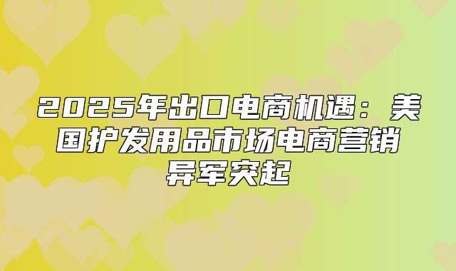 2025年出口电商机遇：美国护发用品市场电商营销异军突起