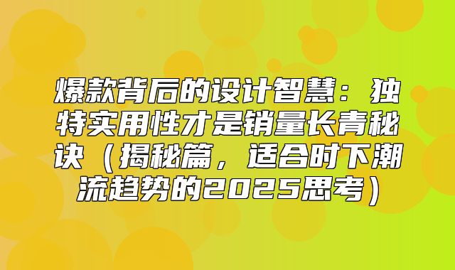 爆款背后的设计智慧：独特实用性才是销量长青秘诀揭秘篇，适合时下潮流趋势的2025思考