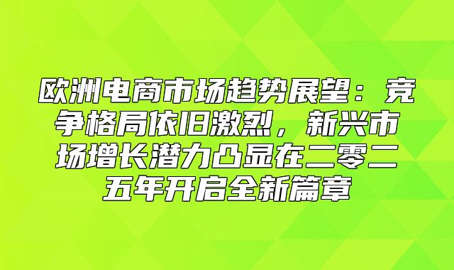 欧洲电商市场趋势展望：竞争格局依旧激烈，新兴市场增长潜力凸显在二零二五年开启全新篇章