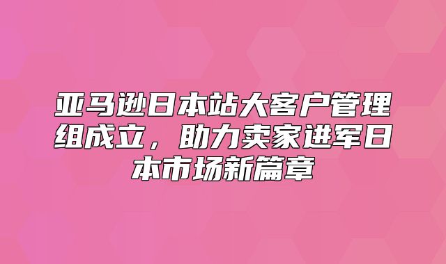 亚马逊日本站大客户管理组成立，助力卖家进军日本市场新篇章