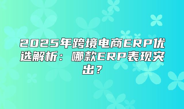 2025年跨境电商ERP优选解析：哪款ERP表现突出？