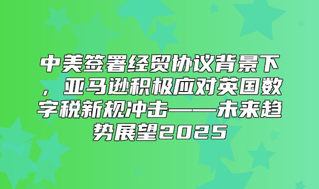 中美签署经贸协议背景下，亚马逊积极应对英国数字税新规冲击——未来趋势展望2025