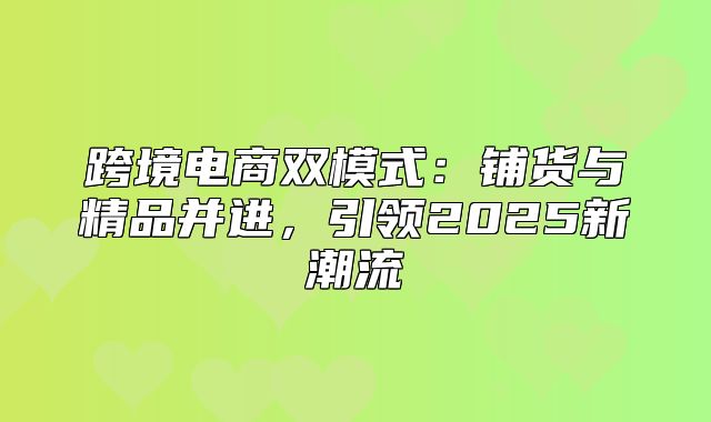 跨境电商双模式：铺货与精品并进，引领2025新潮流