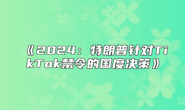 2025特朗普针对TikTok禁令的国度决策