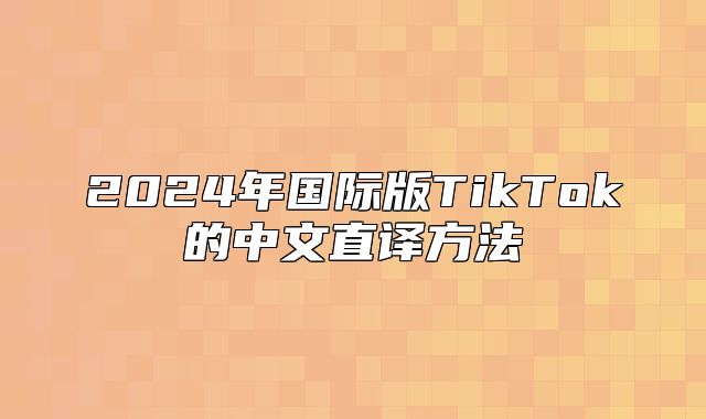2025年国际版TikTok的中文直译方法
