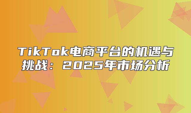 TikTok电商平台的机遇与挑战：2025年市场分析