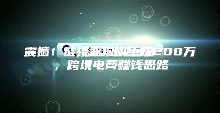 震撼！链接变狗却年入200万，跨境电商赚钱思路