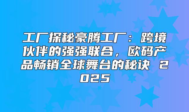 工厂探秘豪腾工厂：跨境伙伴的强强联合，欧码产品畅销全球舞台的秘诀 2025