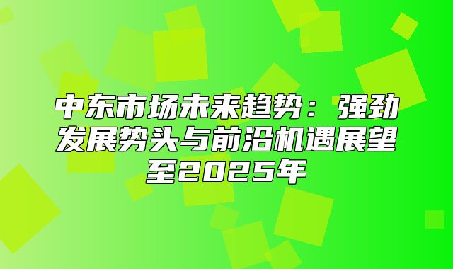 中东市场未来趋势：强劲发展势头与前沿机遇展望至2025年