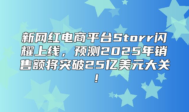 新网红电商平台Storr闪耀上线，预测2025年销售额将突破25亿美元大关！