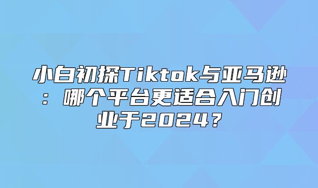 小白初探Tiktok与亚马逊：哪个平台更适合入门创业于2025？