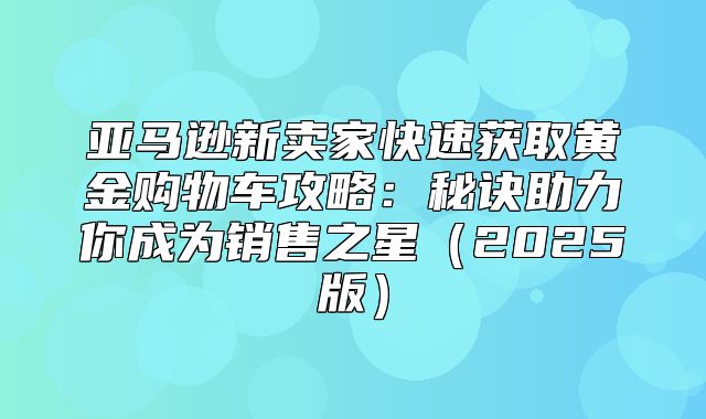 亚马逊新卖家快速获取黄金购物车攻略：秘诀助力你成为销售之星2025版