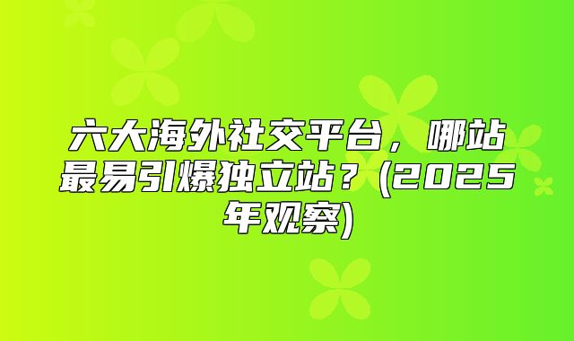 六大海外社交平台，哪站最易引爆独立站？(2025年观察)
