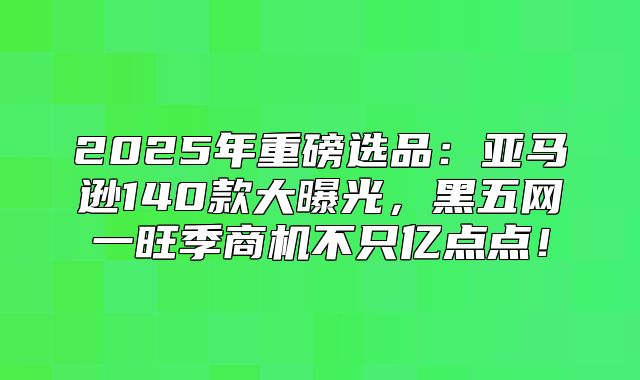 2025年重磅选品：亚马逊140款大曝光，黑五网一旺季商机不只亿点点！