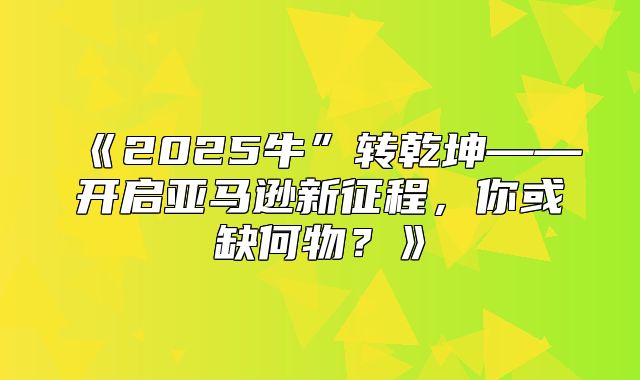 2025牛”转乾坤——开启亚马逊新征程，你或缺何物？