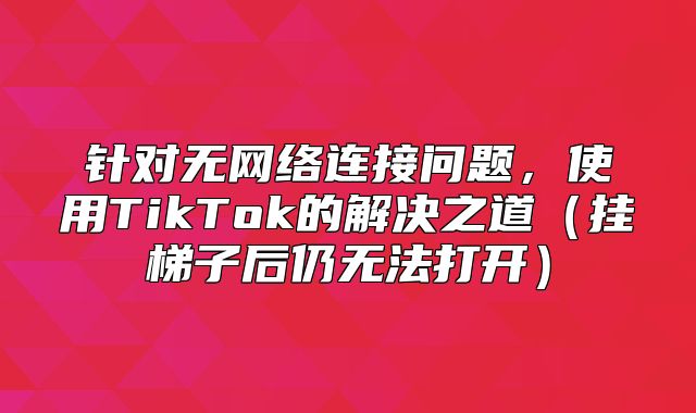 针对无网络连接问题，使用TikTok的解决之道挂梯子后仍无法打开
