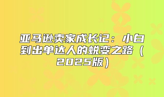 亚马逊卖家成长记：小白到出单达人的蜕变之路2025版