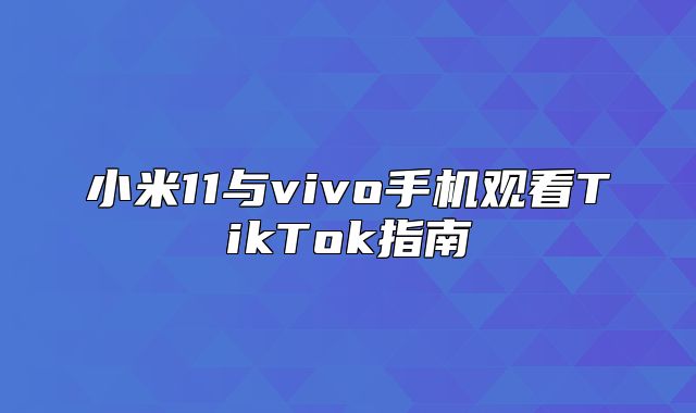小米11与vivo手机观看TikTok指南